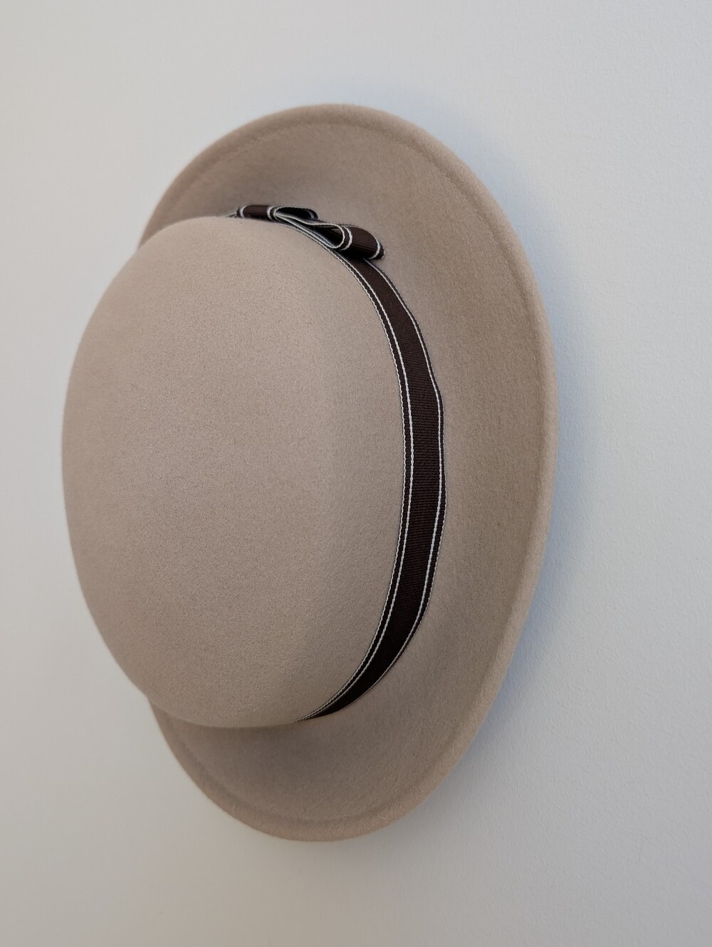 Vintage Geo. W. Bollman & Co. 100% Wool Doeskin Felt Tan Fan Brown Hat